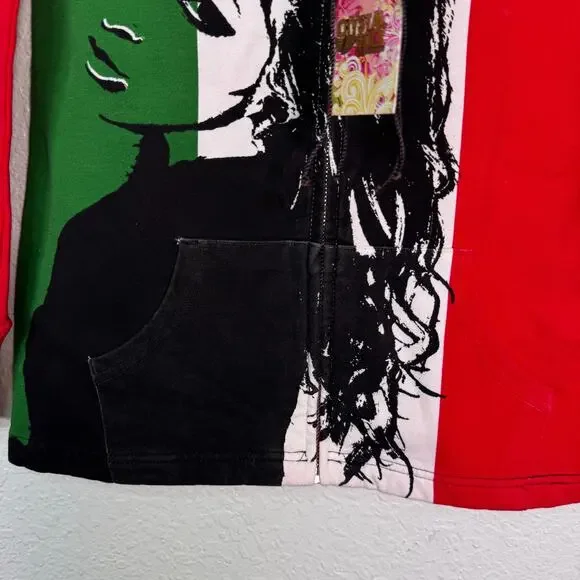 Christian Audigier Y2K Track Jacket Womens Small Italy Flag Crystal Rock NEW - Picture 12 of 16